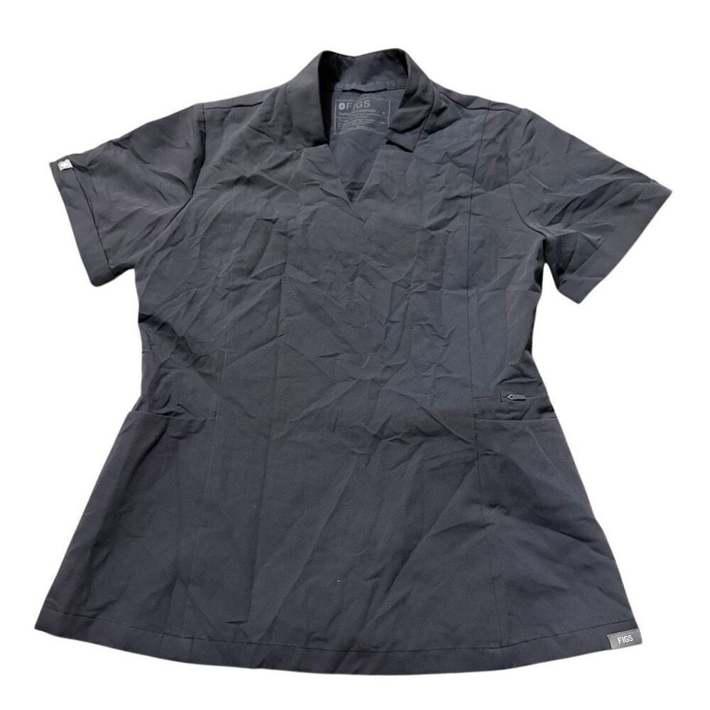 FIGS FIONe A.C. Lekei 4-pocket scrub top in a dark gray color size small